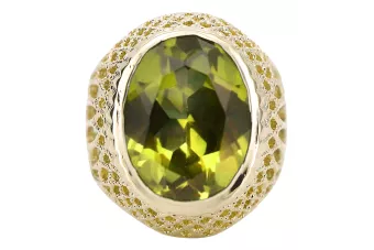 Or jaune 14 carats Péridot jaune Anneau Vintage vrc089y